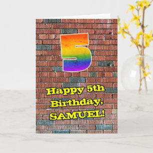 5th Birthday: Fun Graffiti-Inspired Rainbow 5 Card