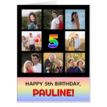 [ Thumbnail: 5th Birthday: Fun Rainbow #, Custom Photos & Name Card ]