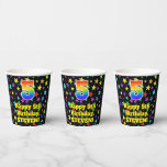 [ Thumbnail: 5th Birthday: Fun Stars Pattern and Rainbow 5 Paper Cups ]