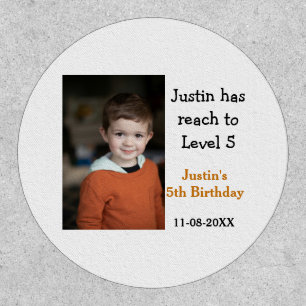 5th birthday game on boy photo name modern date patch