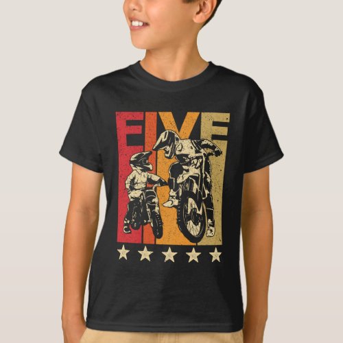 5th Birthday Gift Dirt Bike 5 Years Old Motocross  T_Shirt
