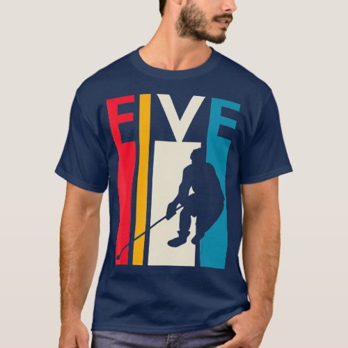 5th Birthday Gift Five Vintage Hockey Birthday 5 T_Shirt