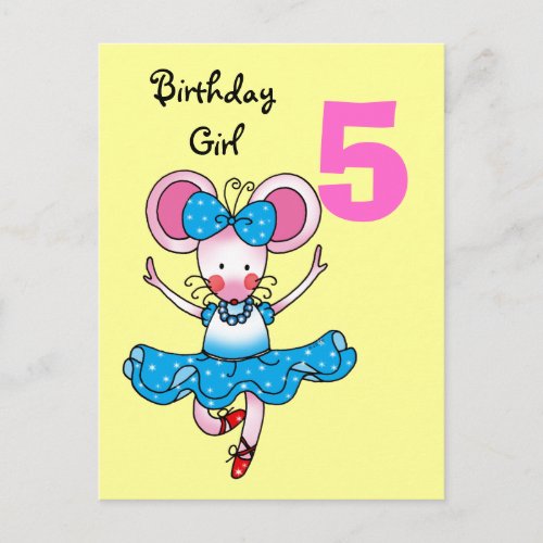 5th birthday gift for a girl cute ballerina postcard