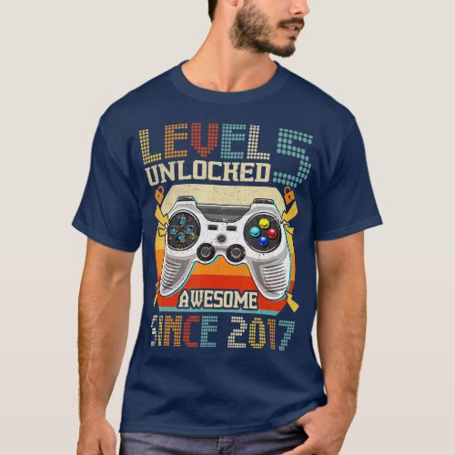 5th Birthday Gift Level 5 Unlocked Awesome 2017 Vi T_Shirt