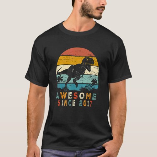 5th Birthday Gifts Dinosaur 5 Year Old Awesome Sin T_Shirt