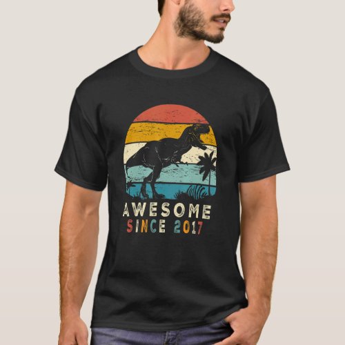 5th Birthday Gifts Dinosaur 5 Year Old Awesome Sin T_Shirt