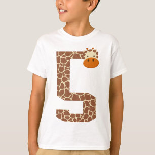 5th Birthday Giraffe Animal 5 Year Old Boys Kids T-Shirt