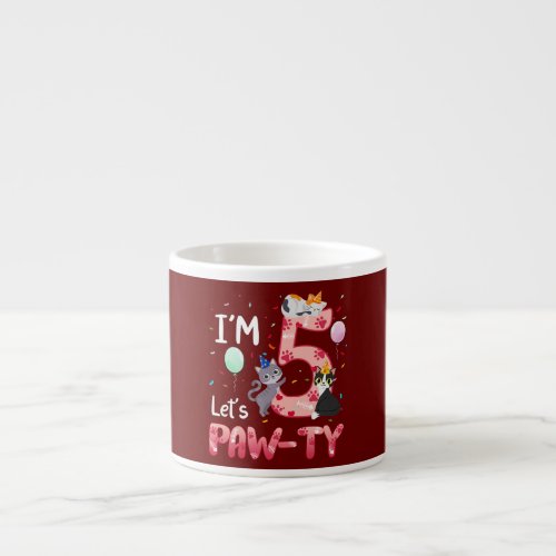 5th Birthday Girl Cat Kitten 5 Years Old Bday Espresso Cup