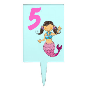 5th birthday girl (mermaid princess) cake topper