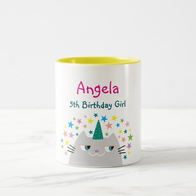 5th Birthday Girl Name Coffee Mug Gift (Center)