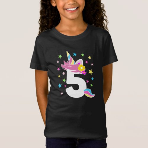 5th Birthday Girl Unicorn 5 Year Old Toddler T_Shirt