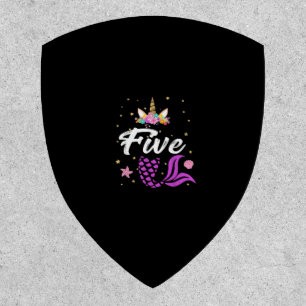 5th Birthday Girl Unicorn Shirt Mermaid Tail 5 Yea Patch