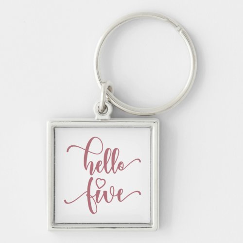 5th Birthday Girls Hello Five Cute 5 Years Old Kid Keychain