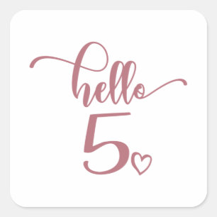 5th Birthday Girls Hello Five Cute 5 Years Old Kid Square Sticker