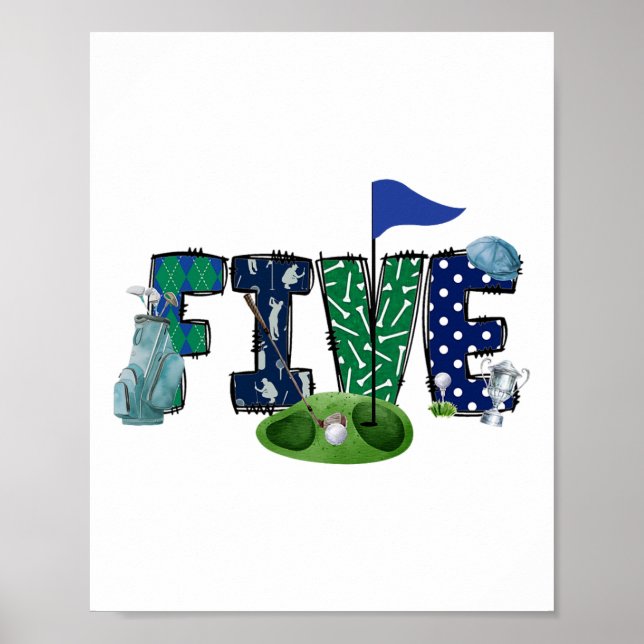 5th Birthday Golf Theme Party Golf Girl Boy Birthd Poster (Front)