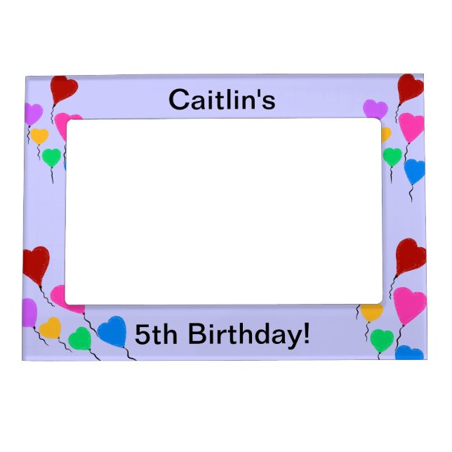 5th Birthday Heart Balloon Lavender Magnetic Frame (Front)