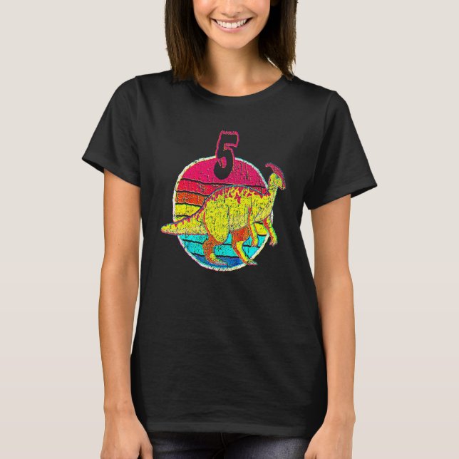 5th Birthday I Parasaurolophus I Family Matching T-Shirt (Front)