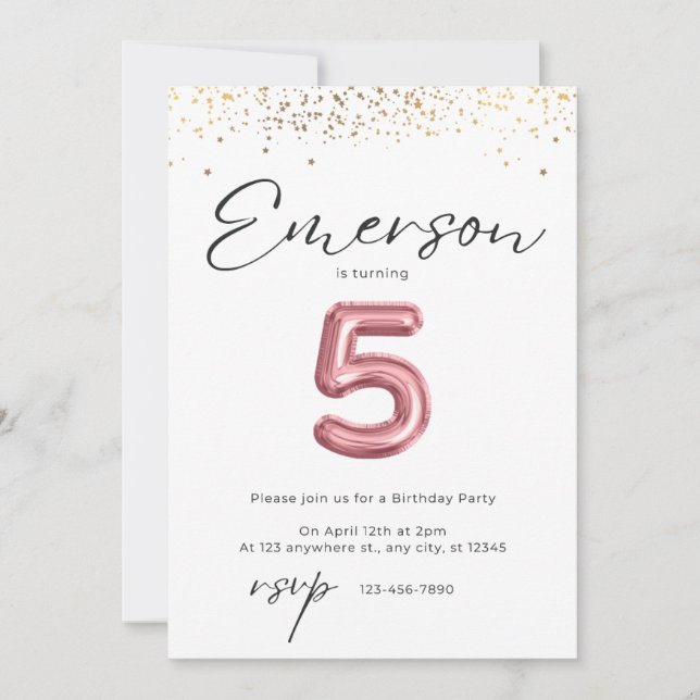 5th Birthday Invitation (Front)