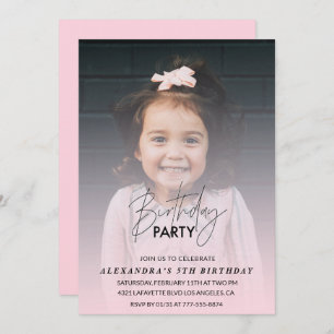 5th birthday invitation Birthday Party Photo pink