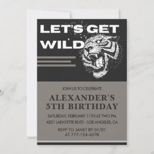 5th birthday invitations Boy Party Let's Get Wild