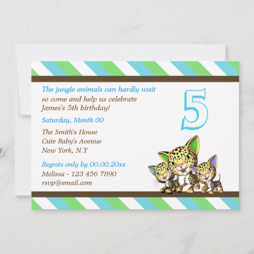 5th birthday jungle theme invitation