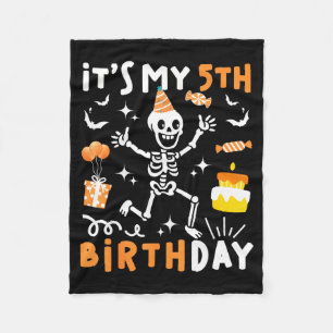 5th birthday kids funny skeleton 5th birthday fleece blanket