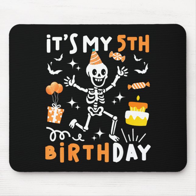 5th birthday kids funny skeleton 5th birthday mouse pad (Front)