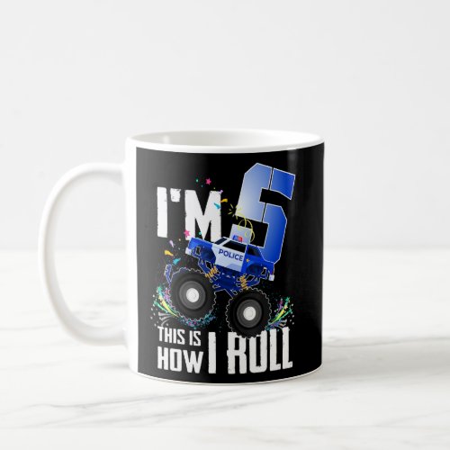 5th Birthday Kids Im 5 Police Monster Truck Car  Coffee Mug