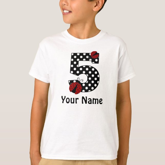 5th Birthday Ladybug Personalized Shirt (Front)