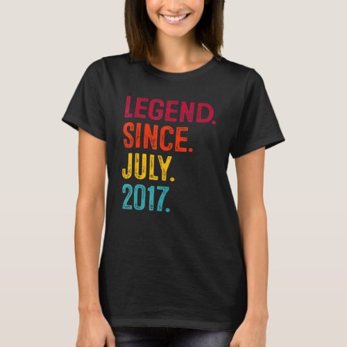 5th Birthday Legend Since July 2017 5 Years Old Bo T_Shirt
