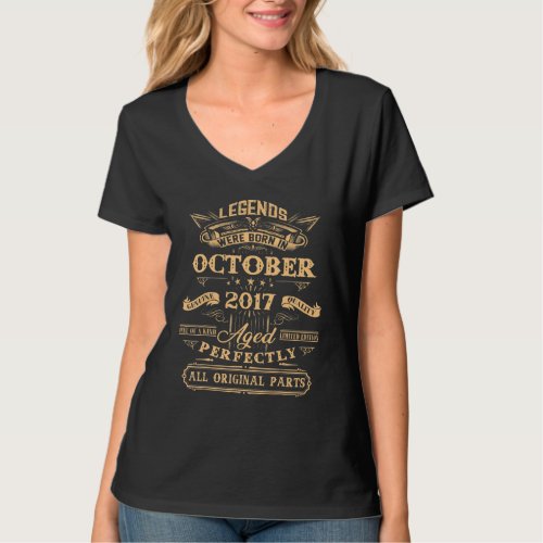 5th Birthday  Legends Born In October 2017 5 Yrs O T_Shirt