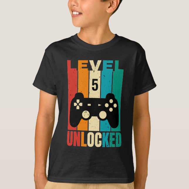 5th Birthday Level 5 Unlocked T-Shirt (Front)