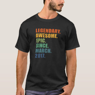 5th Birthday March 2017 Boys Girls 5 Year Annivers T-Shirt