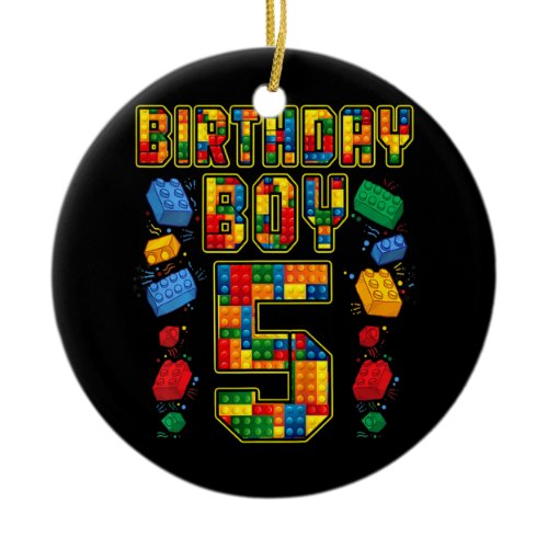 5th Birthday Master Builder 5 Years Old Block Ceramic Ornament