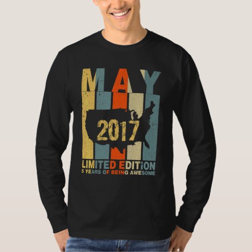 5th Birthday May 2017 5 Years Of Being Awesome T_Shirt