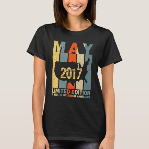 5th Birthday May 2017 5 Years Of Being Awesome T_Shirt