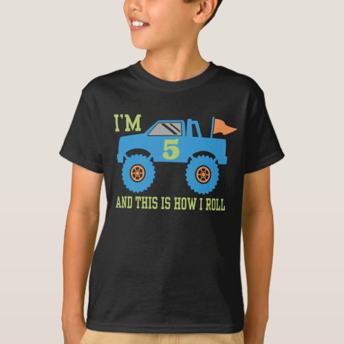 5th Birthday Monster Truck T_Shirt