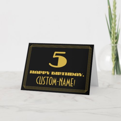 5th Birthday Name  Art Deco Inspired Look 5 Card