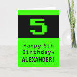 [ Thumbnail: 5th Birthday: Nerdy / Geeky Style "5" and Name Card ]