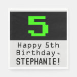 [ Thumbnail: 5th Birthday - Nerdy / Geeky Style "5" & Name Napkins ]