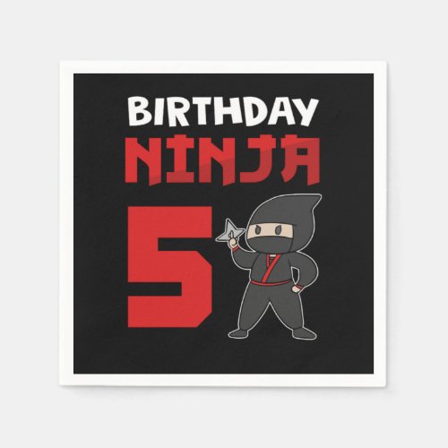 5th Birthday Ninja 5 Years Ninja Costume Gift Napkins