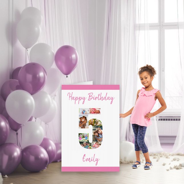 5th Birthday Number 5 Photo Collage Jumbo Card (Creator Uploaded)