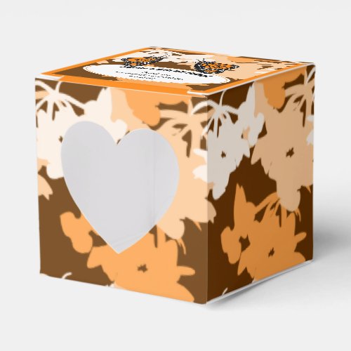 5th Birthday Orange Monarch Butterfliy Pair Heart Favor Boxes