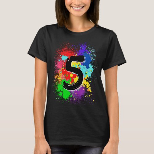 5th Birthday Paint Splatter Number 5 T_Shirt