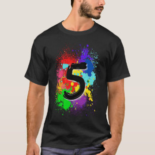 5th Birthday Paint Splatter Number 5 T-Shirt