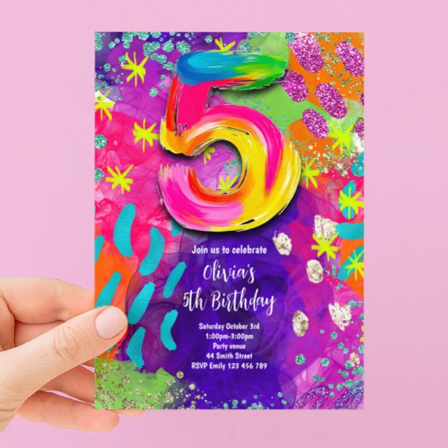 5th Birthday Painting Party Invitation (Creator Uploaded)