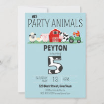 5th Birthday Party Animals Farm Birthday Invitation