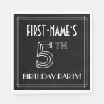 [ Thumbnail: 5th Birthday Party: Art Deco Style + Custom Name Napkins ]