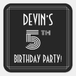 [ Thumbnail: 5th Birthday Party: Art Deco Style & Custom Name Sticker ]