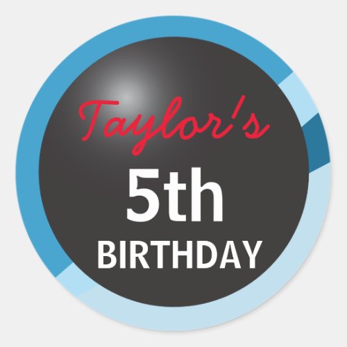 5TH birthday party bowling party Classic Round Sticker